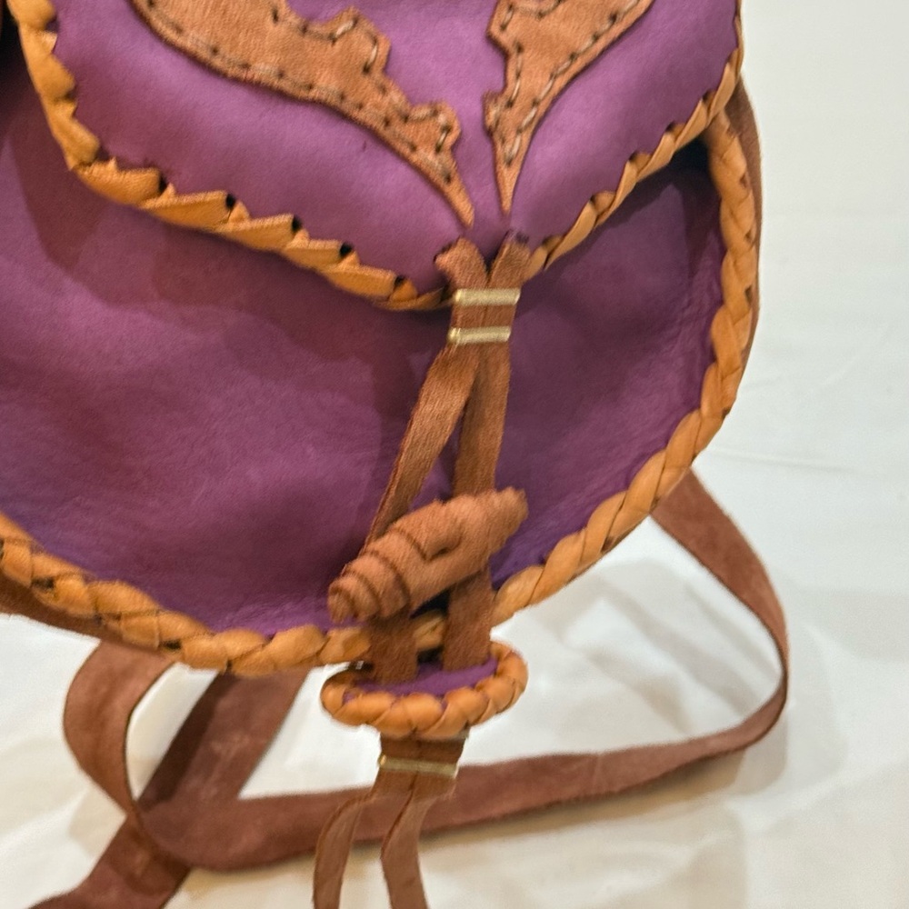 Handmade Purple and Brown Women's Bag - Picture 3 of 7